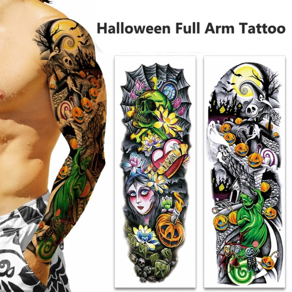Full Arm Stickers Halloween Big Picture Temporary Tattoo Stickers Waterproof Skull Pumpkin Funny Tattoo Flower Men Women Tattoo
Full Arm Stickers Halloween Big Picture Temporary Tattoo Stickers Waterproof Skull Pumpkin Funny Tattoo Flower Men Women Tattoo