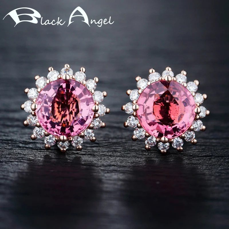 BLACK ANGEL 7MM 925 Sterling Silver Round Luxury Pink Tourmaline Gemstone Stud Earrings for Women Fashion Jewelry Christmas Gift
BLACK ANGEL 7MM 925 Sterling Silver Round Luxury Pink Tourmaline Gemstone Stud Earrings for Women Fashion Jewelry Christmas Gift
