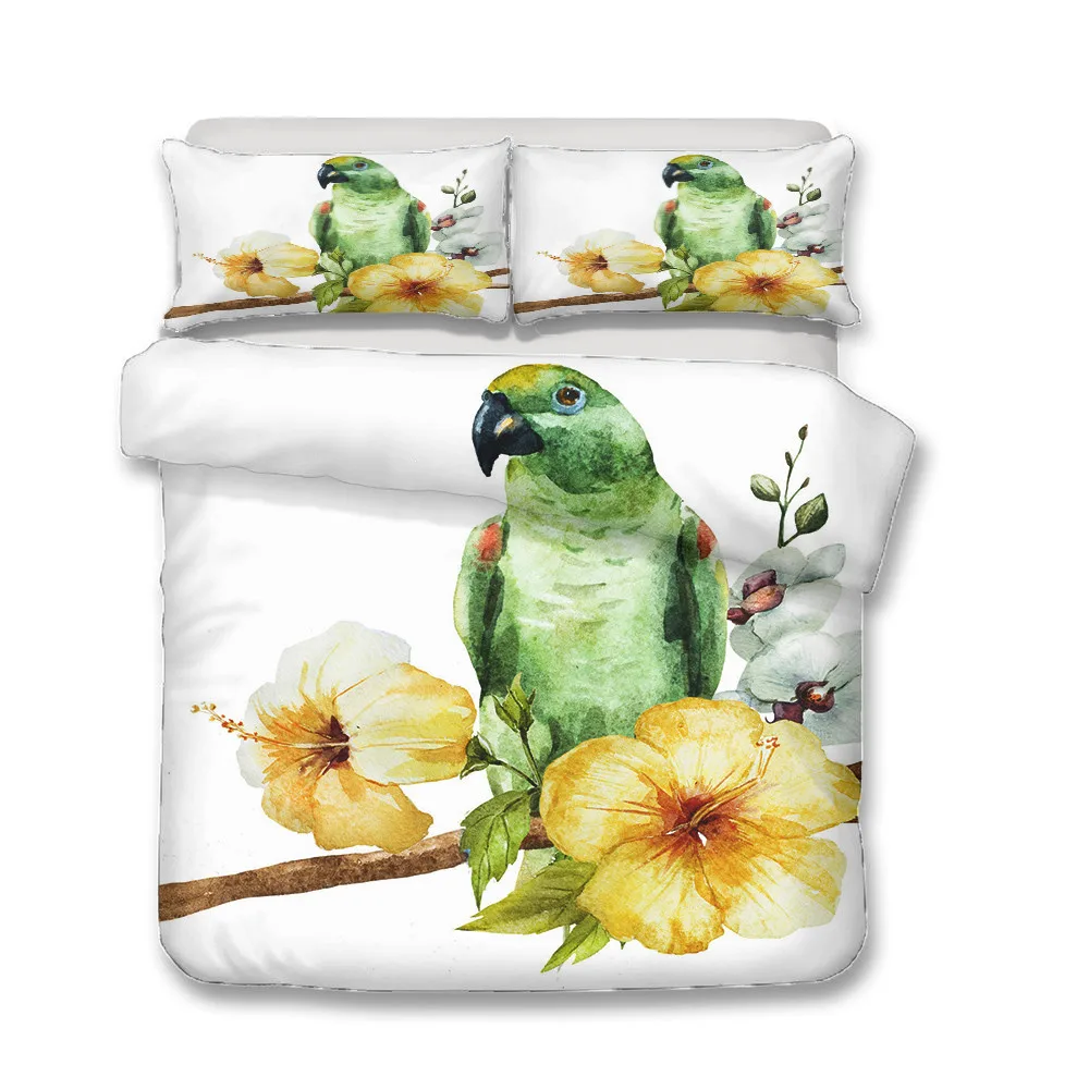 

Tropical Flower Leaves Parrot Toucan Pineapple Adult Kids Bedding Duvet Quilt Cover Set Holiday Birthday Gift