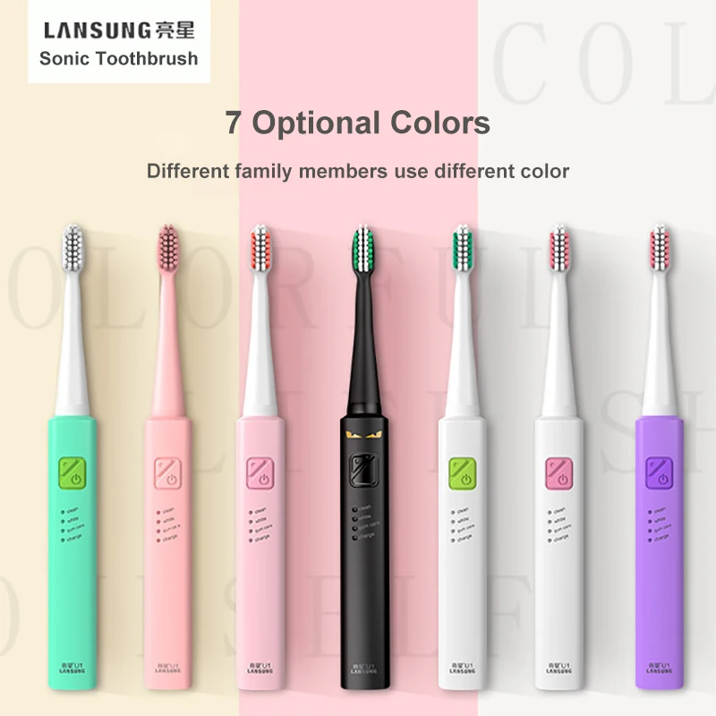 LANSUNG Ultrasonic Sonic Electric Toothbrush USB Charge Rechargeable Tooth Brushes With 4 Pcs Replacement Heads Timer Brush
LANSUNG Ultrasonic Sonic Electric Toothbrush USB Charge Rechargeable Tooth Brushes With 4 Pcs Replacement Heads Timer Brush