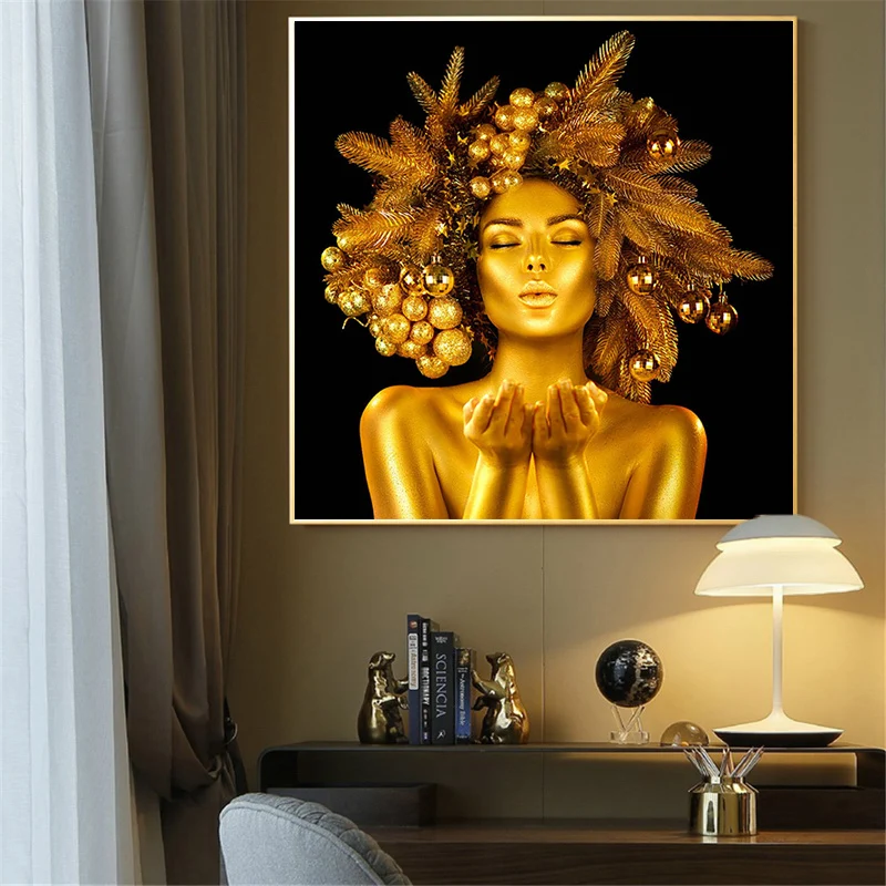 African Art Gold Woman Oil Painting on Canvas Cuadros Posters and Prints Scandinavian Wall Art Picture for Bedroom Gallery Decor
African Art Gold Woman Oil Painting on Canvas Cuadros Posters and Prints Scandinavian Wall Art Picture for Bedroom Gallery Decor