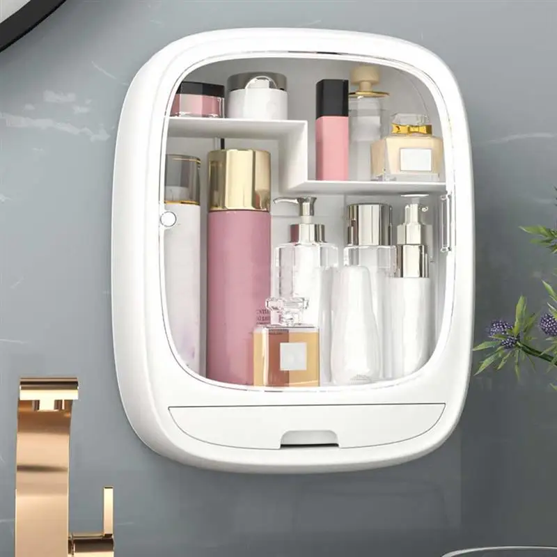 Makeup Storage Box Wall Hanging Makeup Organizer Dustproof Punch-Free Cosmetics Holder Case with Drawer for Bathroom
Makeup Storage Box Wall Hanging Makeup Organizer Dustproof Punch-Free Cosmetics Holder Case with Drawer for Bathroom