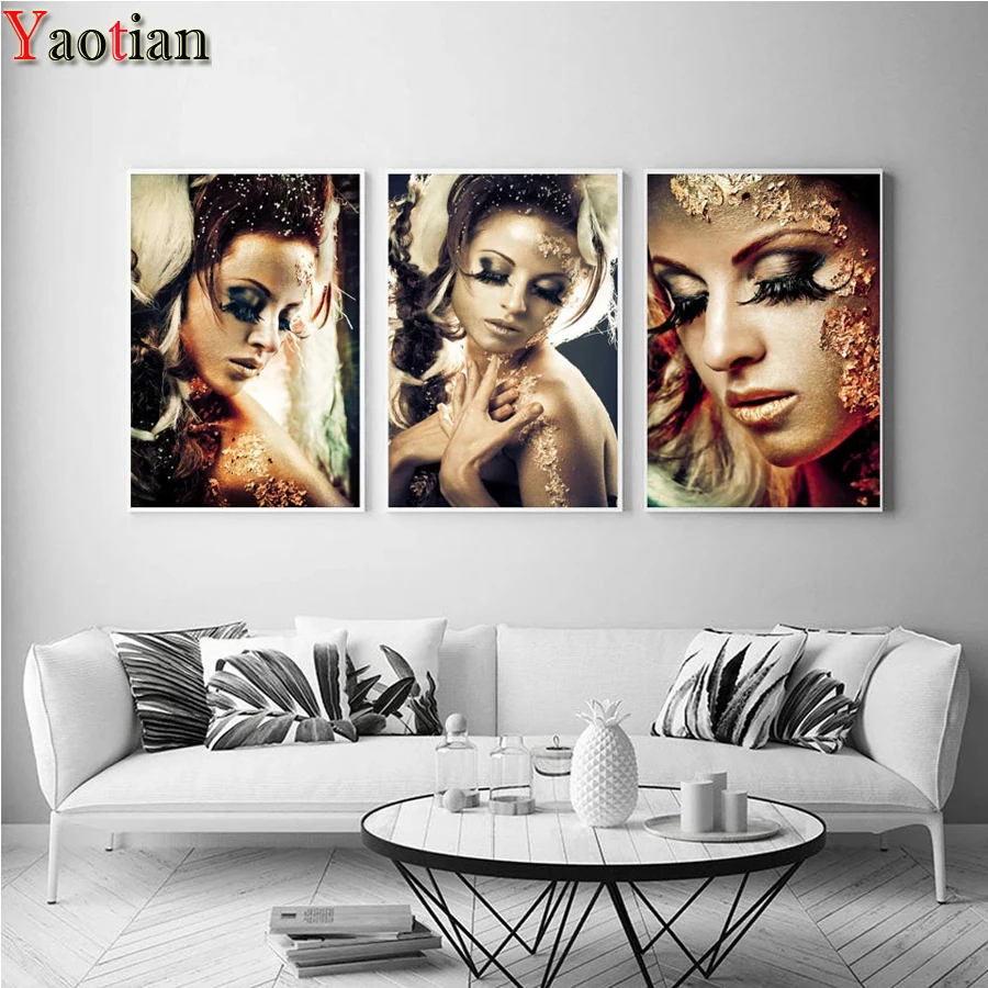 3PCS Diy Diamond Painting Black Gold Women Cross Stitch kits 5D DIY Embroidery Mosaic pattern Rhinestone cross stitch Decoration
3PCS Diy Diamond Painting Black Gold Women Cross Stitch kits 5D DIY Embroidery Mosaic pattern Rhinestone cross stitch Decoration
