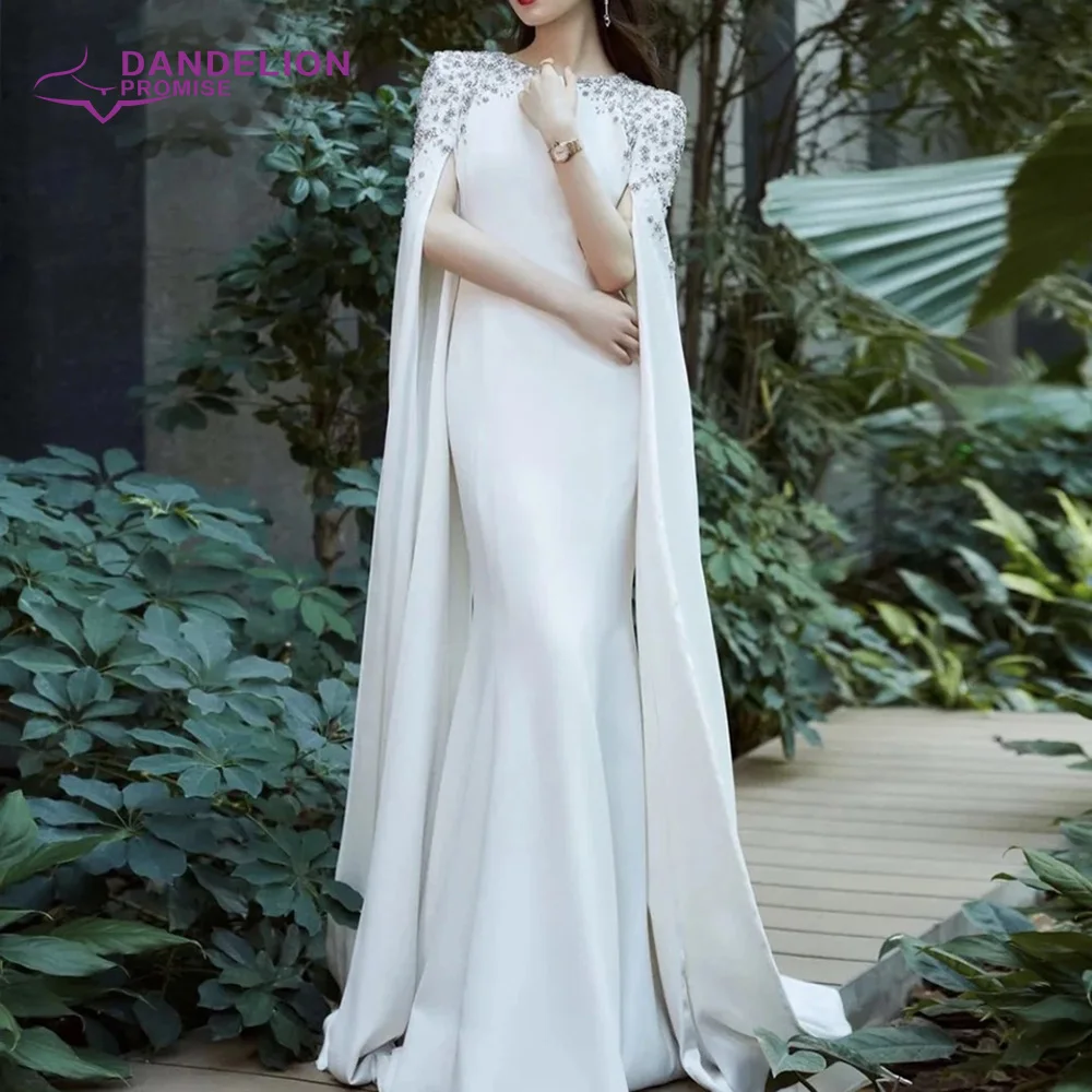 Dubai Elegant White Mermaid Muslim Evening Dress For Women 2021 Beading Cape Long Sleeves Formal Party Gowns 
Dubai Elegant White Mermaid Muslim Evening Dress For Women 2021 Beading Cape Long Sleeves Formal Party Gowns