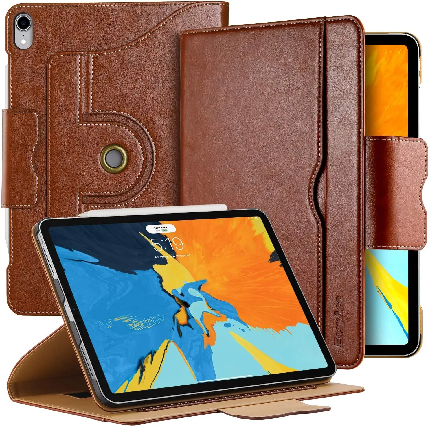 EasyAcc Leather Cover for iPad Pro 11 Compatible with Apple Pencil 2 360 Degree Rotation with Multi-angle Stand Function Case
EasyAcc Leather Cover for iPad Pro 11 Compatible with Apple Pencil 2 360 Degree Rotation with Multi-angle Stand Function Case