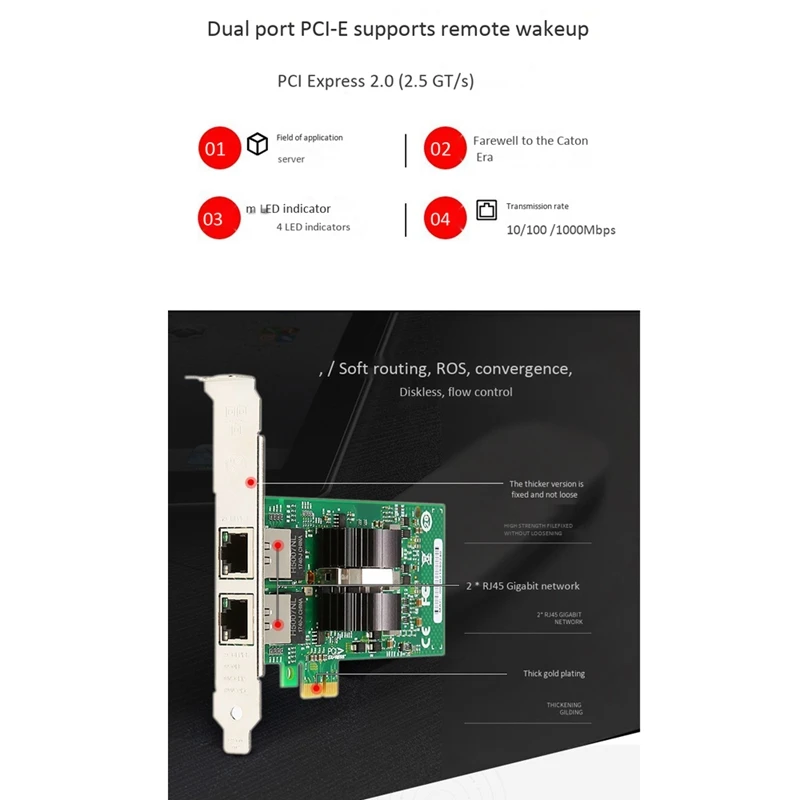 82576 EB/GB Dual-Port PCI-E X1 Gigabit Ethernet Network Card 10/100/1000Mbps LAN Adapter Controller Wired E1G42ET
82576 EB/GB Dual-Port PCI-E X1 Gigabit Ethernet Network Card 10/100/1000Mbps LAN Adapter Controller Wired E1G42ET