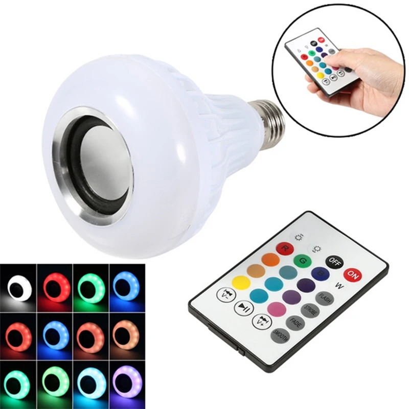 Smart E27 12W LED RGB Bluetooth Speaker Bulb Wireless Power Music Playing Light Lamp Christmas Party with Remote Controllor
Smart E27 12W LED RGB Bluetooth Speaker Bulb Wireless Power Music Playing Light Lamp Christmas Party with Remote Controllor