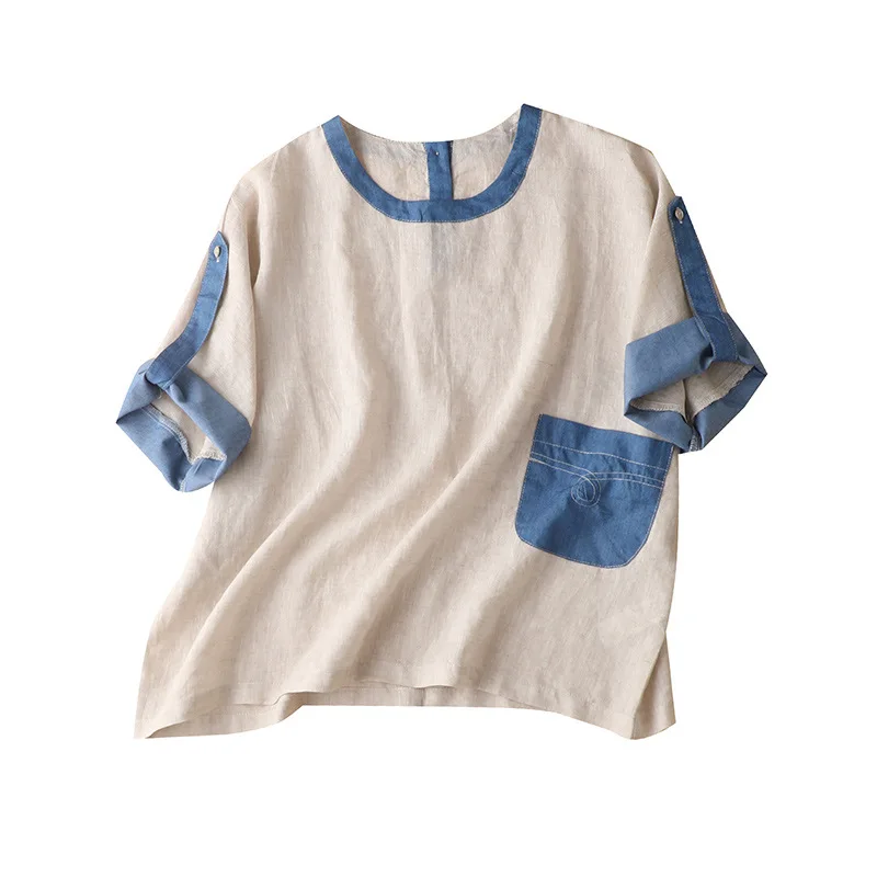 SHUCHAN LOOSE Blusa Feminina Japan Style Patchwork Linen and Cotton Blouses for Women Fashion Loose Top
SHUCHAN LOOSE Blusa Feminina Japan Style Patchwork Linen and Cotton Blouses for Women Fashion Loose Top