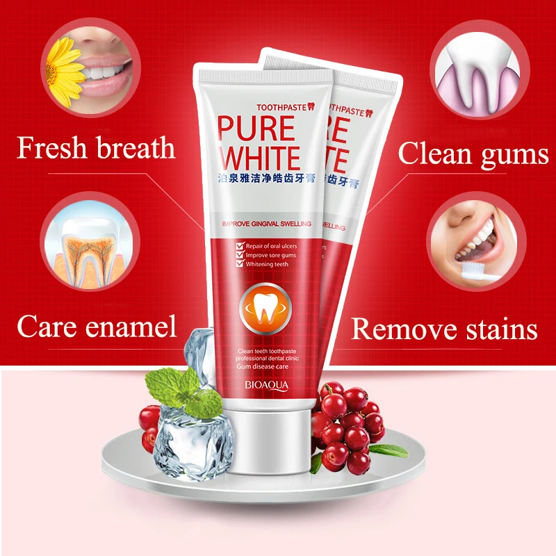 BIOAQUA Teeth Whitening Toothpaste Cranberry Mint Gum Care Toothpaste Remove Teeth Stains Bad Breath Deep Clean Oral Hygiene
BIOAQUA Teeth Whitening Toothpaste Cranberry Mint Gum Care Toothpaste Remove Teeth Stains Bad Breath Deep Clean Oral Hygiene