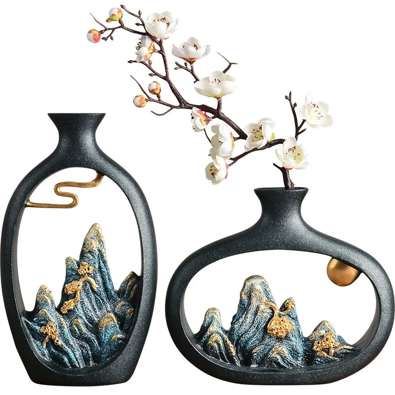 Exquisite bottle mouth new Chinese style ornaments vase dried flowers fine polished Zen style home decorations high quality resi
Exquisite bottle mouth new Chinese style ornaments vase dried flowers fine polished Zen style home decorations high quality resi