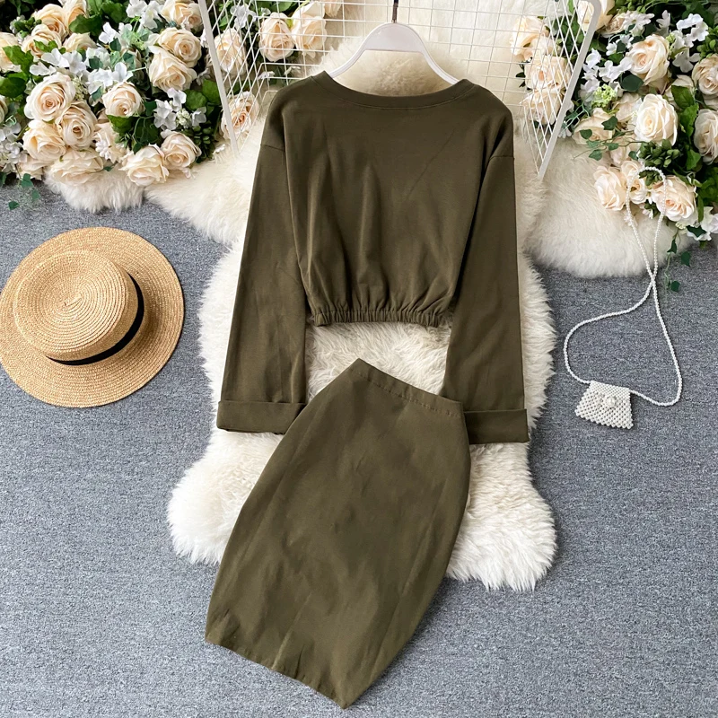 Shirt And Drawstring Mini Skirt Female Two Piece Suit Autumn Vintage 2 Piece Set Women Black/Green O Neck Long Sleeve Short
Shirt And Drawstring Mini Skirt Female Two Piece Suit Autumn Vintage 2 Piece Set Women Black/Green O Neck Long Sleeve Short