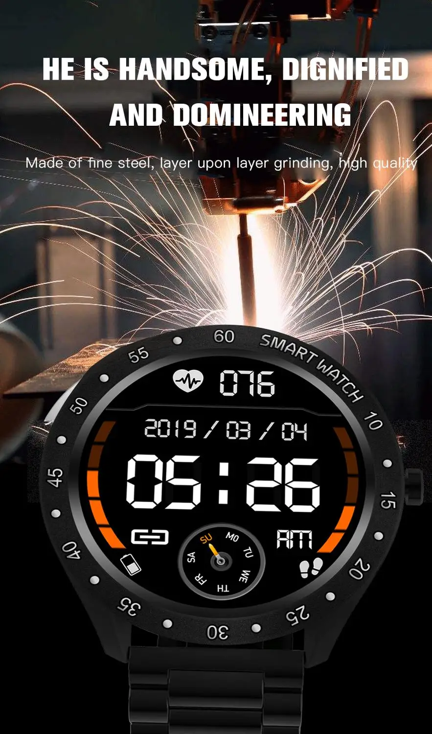 F13 Men Smart Watch Full Touch Screen Sports Heart Rate Monitor Pedometer Waterproof Smartwatch Stainless Steel Business Watch
F13 Men Smart Watch Full Touch Screen Sports Heart Rate Monitor Pedometer Waterproof Smartwatch Stainless Steel Business Watch