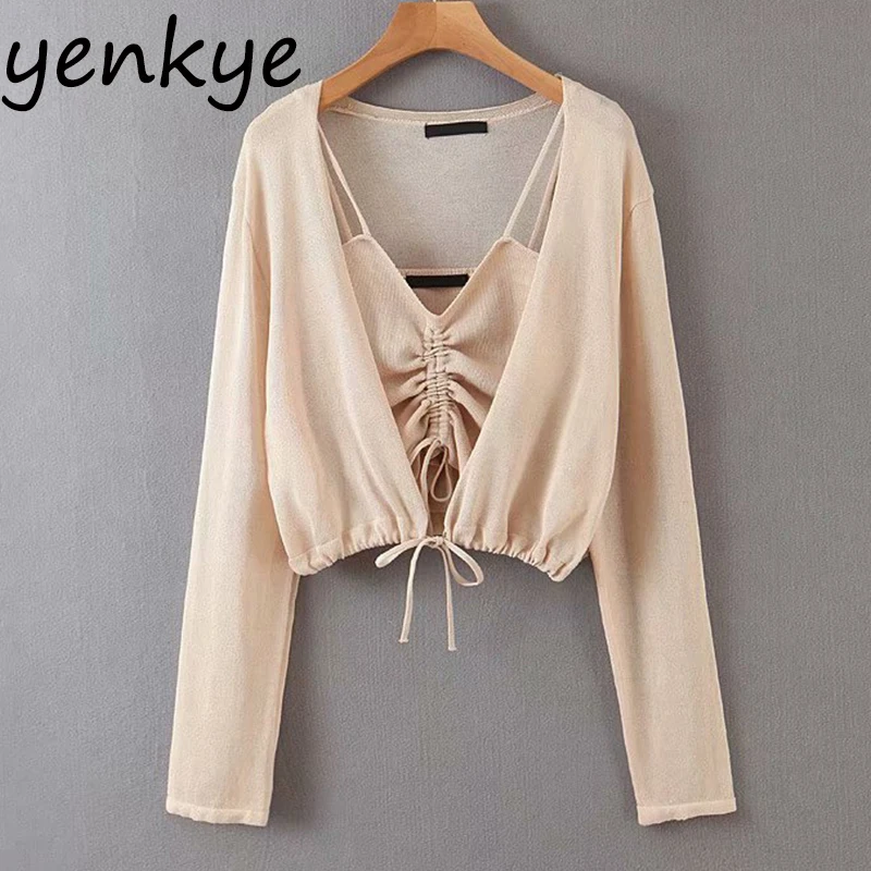 2pcs Sunscreen Blouse Shirt Women Cami Top + Long Cardigan Thin Sexy Blouse Female Vintage Solid Color Holiday Summer Tops
2pcs Sunscreen Blouse Shirt Women Cami Top + Long Cardigan Thin Sexy Blouse Female Vintage Solid Color Holiday Summer Tops