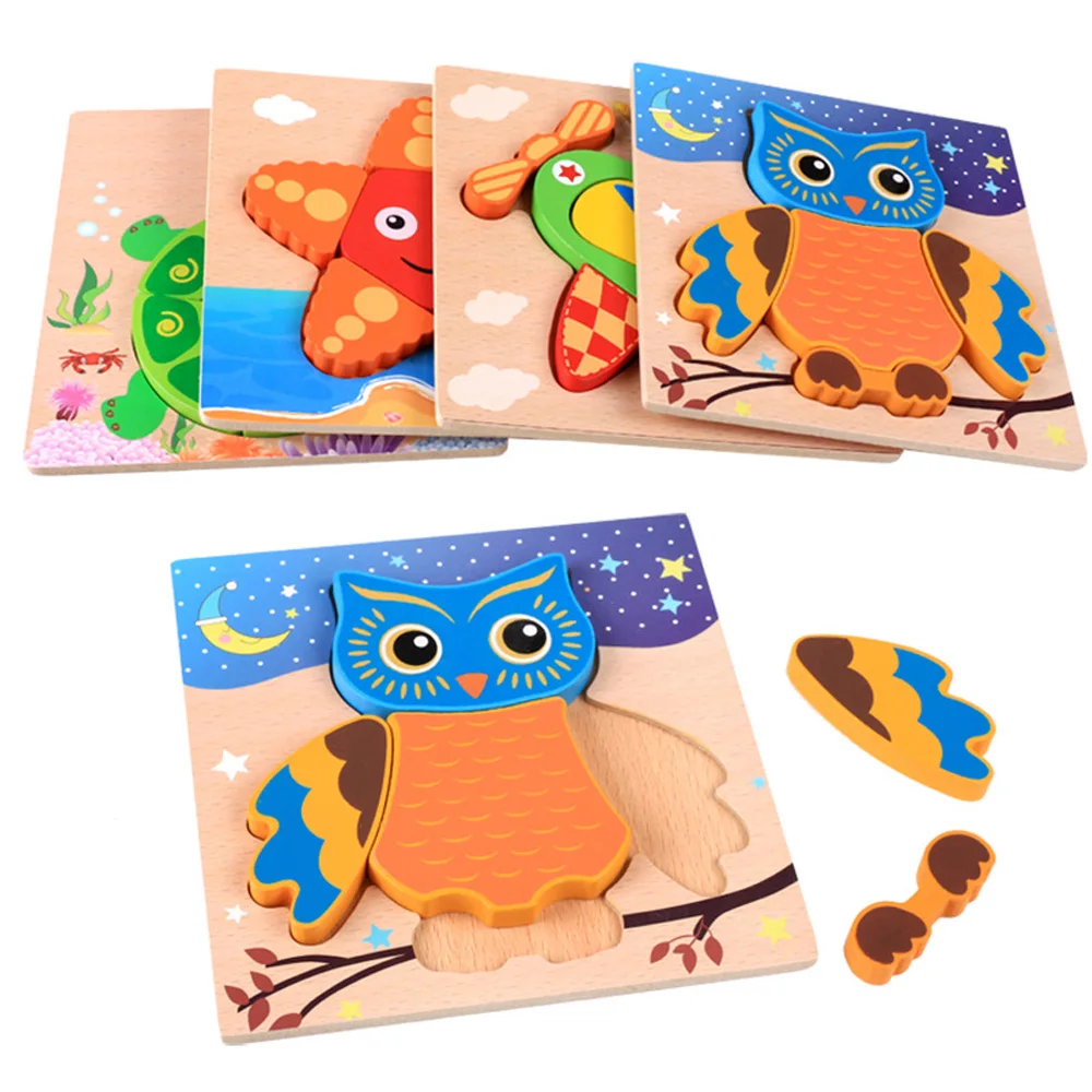 

15*15cm Kids 3D Wooden Puzzle Jigsaw for Children Baby Cartoon Animal Traffic Puzzles Tangram Shapes Educational Toy