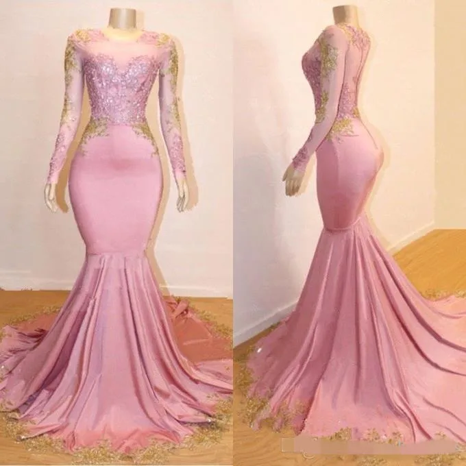 Long Sleeves Mermaid Long Prom Dresses 2019 Black Girls Gold Lace Applique Sweep Train Formal Party Evening Gowns prom dress
Long Sleeves Mermaid Long Prom Dresses 2019 Black Girls Gold Lace Applique Sweep Train Formal Party Evening Gowns prom dress