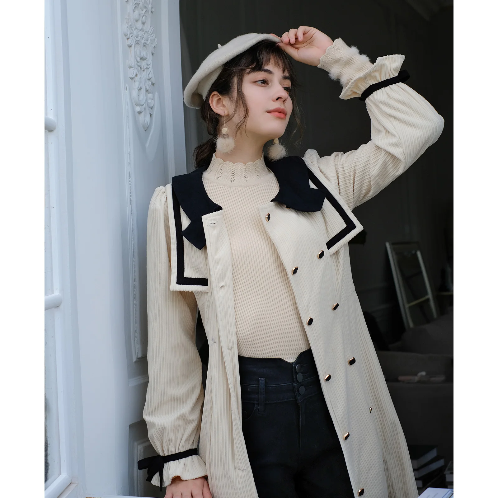 Autumn Trench Coat For Women Vintage Hepburn Style Elegant Slim Cotton Corduroy Double-breasted Casual Belted Skirt StyleTrench 
Autumn Trench Coat For Women Vintage Hepburn Style Elegant Slim Cotton Corduroy Double-breasted Casual Belted Skirt StyleTrench
