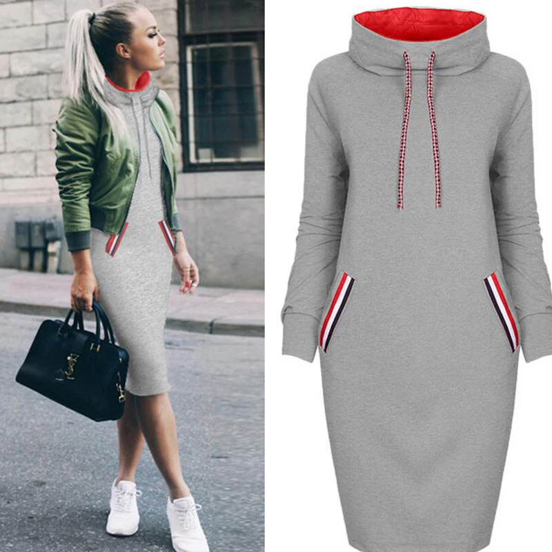 Sweatshirt Dress With Pockets Striped Casual Wear Stand Collar Dress Women Long Sleeve Sukienka Plus Size 3xl Dress Office Style
Sweatshirt Dress With Pockets Striped Casual Wear Stand Collar Dress Women Long Sleeve Sukienka Plus Size 3xl Dress Office Style