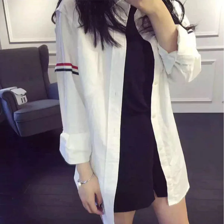 Women Shirt Casual White Shirt Classic Red White and Blue Striped Armband Casual Shirt for Men and Women
Women Shirt Casual White Shirt Classic Red White and Blue Striped Armband Casual Shirt for Men and Women