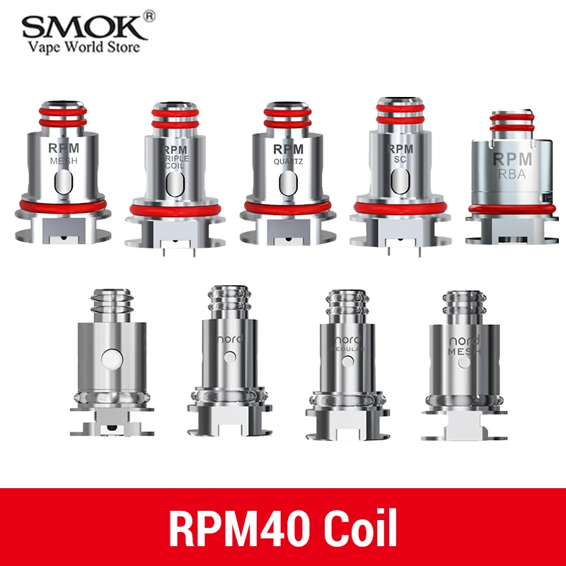 Оригинальная электронная сигарета SMOK RPM40 RBA Coil Vaporizer RPM 40 Nord Pod Mesh 0.6ohm Triple 1.2ohm DIY Core
