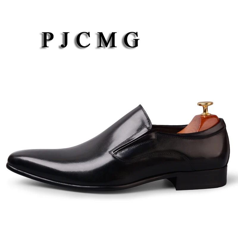 PJCMG/демисезонная Мужская обувь из натуральной кожи с острым носком без шнуровки