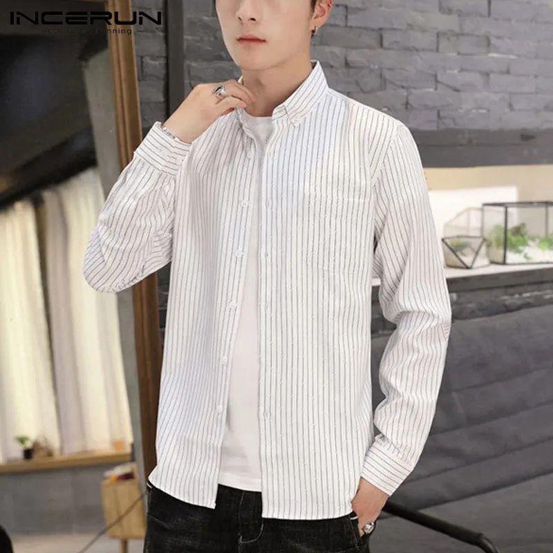 Men Dress Shirt Striped Brand Lapel Long Sleeve Chic Button Blouse Streetwear Mens Business Casual Shirts Camisas S-3XL INCERUN
Men Dress Shirt Striped Brand Lapel Long Sleeve Chic Button Blouse Streetwear Mens Business Casual Shirts Camisas S-3XL INCERUN