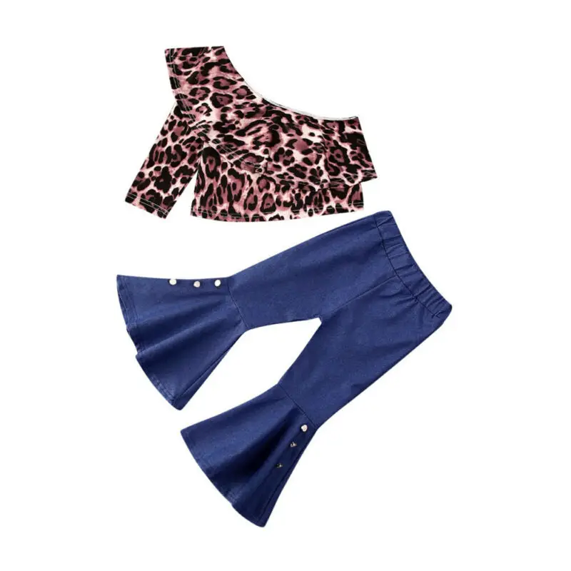 AA New Kids Baby Girl Clothes Leopard Off Shoulder Long Sleeve Ruffle Tops Buttons Flared Denim Pants Clothing Outfits 1-6 Years
AA New Kids Baby Girl Clothes Leopard Off Shoulder Long Sleeve Ruffle Tops Buttons Flared Denim Pants Clothing Outfits 1-6 Years