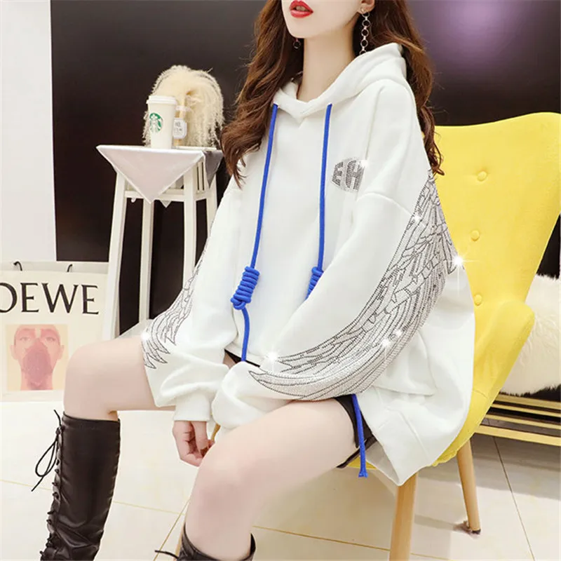Hooded Sweatshirt For Fall/winter New Plus Velvet Thickening Hot Drill Pullover Long-sleeved Loose Blouse Personality Commuting
Hooded Sweatshirt For Fall/winter New Plus Velvet Thickening Hot Drill Pullover Long-sleeved Loose Blouse Personality Commuting