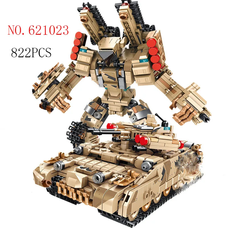 621023 822pcs Terminator BMPT Tank Deformation Robot with Weapon Soldier Assembly Model Tank Building Block Children's Toy 
621023 822pcs Terminator BMPT Tank Deformation Robot with Weapon Soldier Assembly Model Tank Building Block Children's Toy
