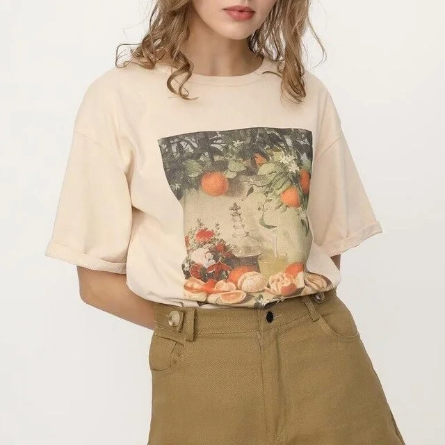 JBH-Begie Fruit Orange Vintage T Shirt Women Tops Summer Fashion Khaki Women T-shirts Fruit Orange Printed Tee Tops Autumn Tees
JBH-Begie Fruit Orange Vintage T Shirt Women Tops Summer Fashion Khaki Women T-shirts Fruit Orange Printed Tee Tops Autumn Tees