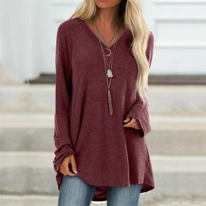 Women Casual Spring T Shirt Long Sleeve Loose Tops Solid Black Gray V Neck Tee Shirt 2021 T-Shirts Femme Tees Tops
Women Casual Spring T Shirt Long Sleeve Loose Tops Solid Black Gray V Neck Tee Shirt 2021 T-Shirts Femme Tees Tops