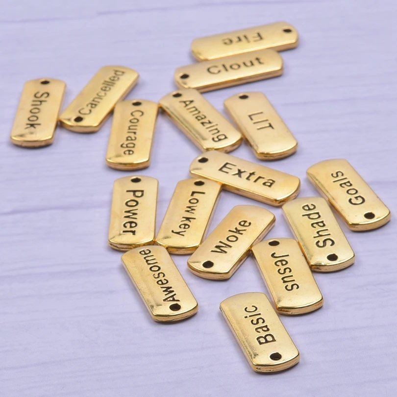 16pcs Word Tags Pendant Golden Fire Jesus Power Letters Charms For Jewelry Making Supplies DIY Accessories Amazing Shook Extra
16pcs Word Tags Pendant Golden Fire Jesus Power Letters Charms For Jewelry Making Supplies DIY Accessories Amazing Shook Extra