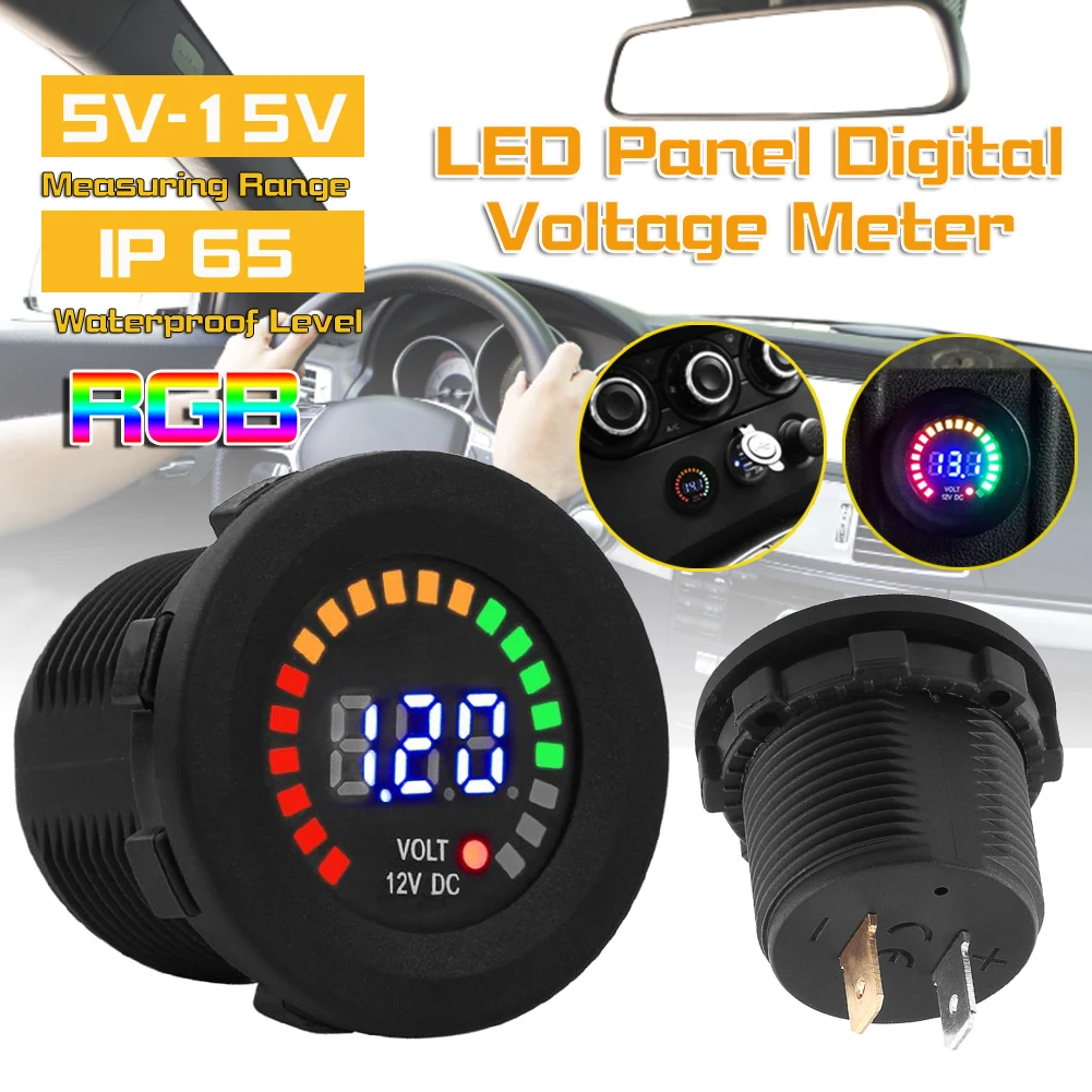 DC 12V RGB LED Panel Digital Voltage Volt Meter Display Voltmeter Black Motorcycle Car Accessories Waterproof
DC 12V RGB LED Panel Digital Voltage Volt Meter Display Voltmeter Black Motorcycle Car Accessories Waterproof