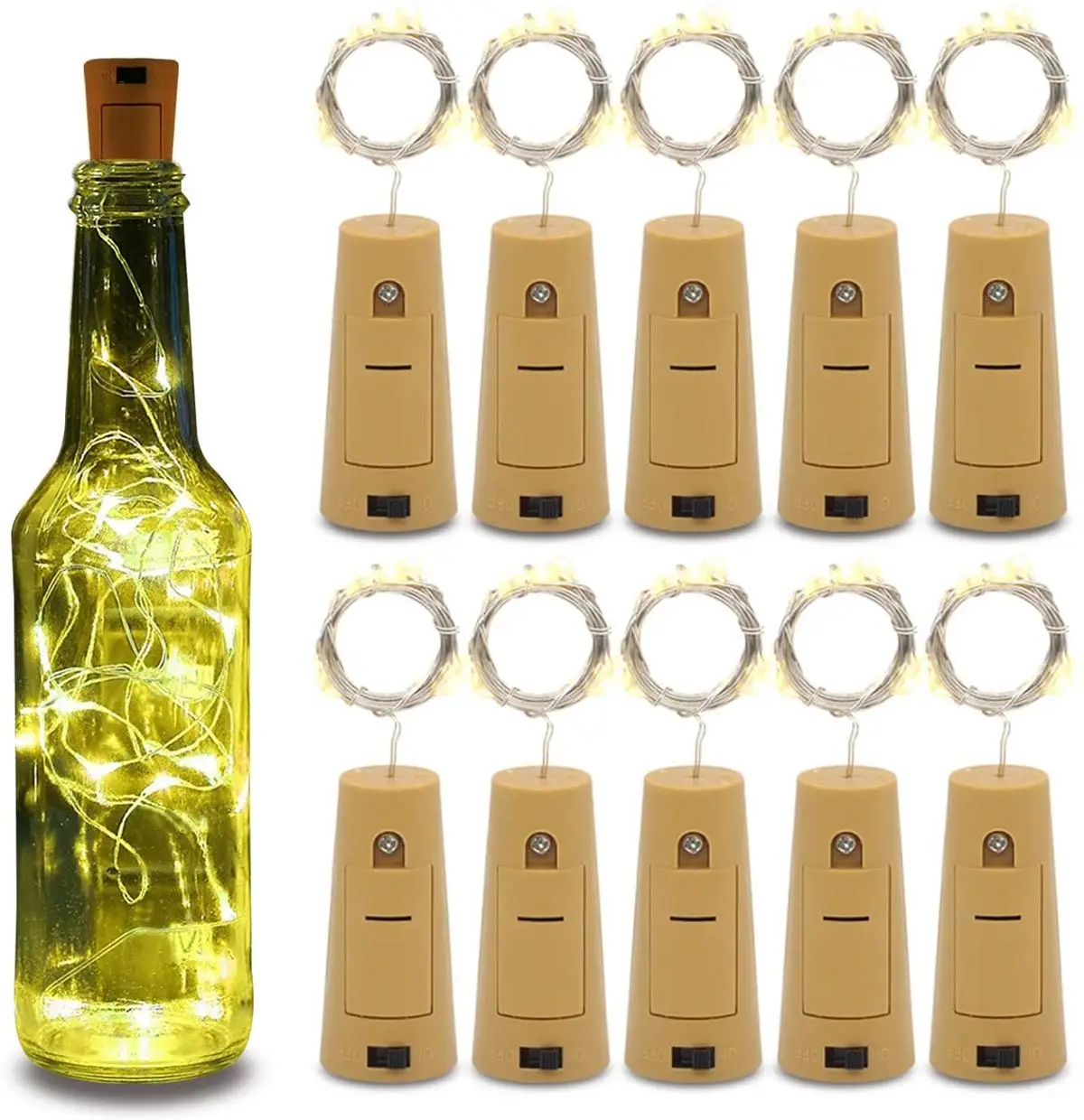 Betus 10 Pack Wine Bottles Cork String Lights - Battery Powered - Decorations for wedding salon
Betus 10 Pack Wine Bottles Cork String Lights - Battery Powered - Decorations for wedding salon