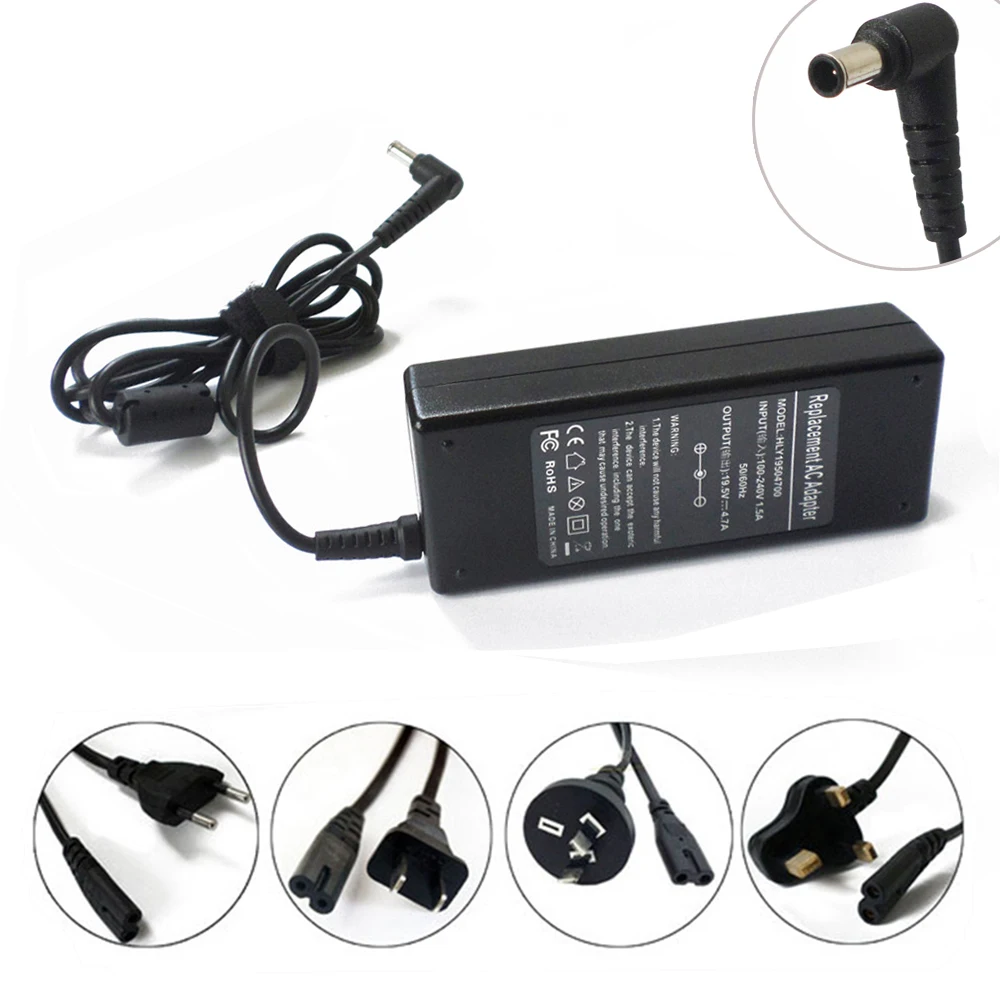 

New 19.5V 4.7A AC Adapter Battery Charger Power Supply Cord For Sony VAIO PCG-7184L PCG-7185L PCG-7173L VGN-S550 VGN-S55SP/S 90w