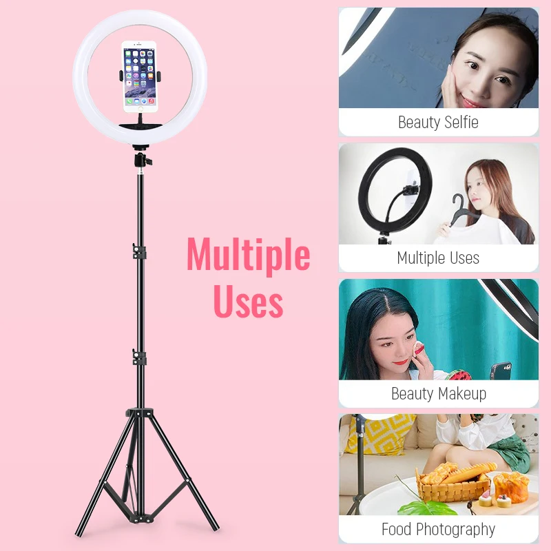 

26 33cm LED Ring Light Photographic Selfie Ringlight With Tripod Stand Phone Holder Fill Lamp For Photo Studio Live Stream Kits