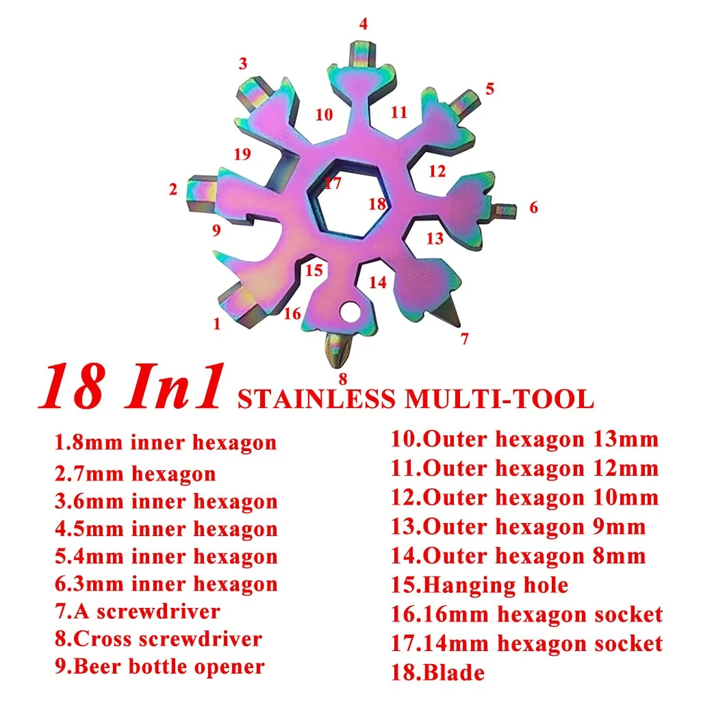 18-in-1 Snowflake Multi-Tool Wrench Ratchet Combination Metric Christmas Gift Set Socket Wrenches Nut Tool Outdoor Bicycle Tools
18-in-1 Snowflake Multi-Tool Wrench Ratchet Combination Metric Christmas Gift Set Socket Wrenches Nut Tool Outdoor Bicycle Tools