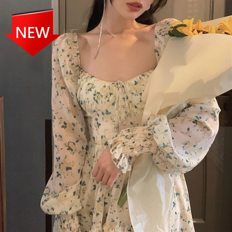 Elegant Mini Dress Bandage Beach One Piece Dress Korean Vintage Office Lady Long Sleeve 2021 Summer Sweet Floral Dress Women
Elegant Mini Dress Bandage Beach One Piece Dress Korean Vintage Office Lady Long Sleeve 2021 Summer Sweet Floral Dress Women