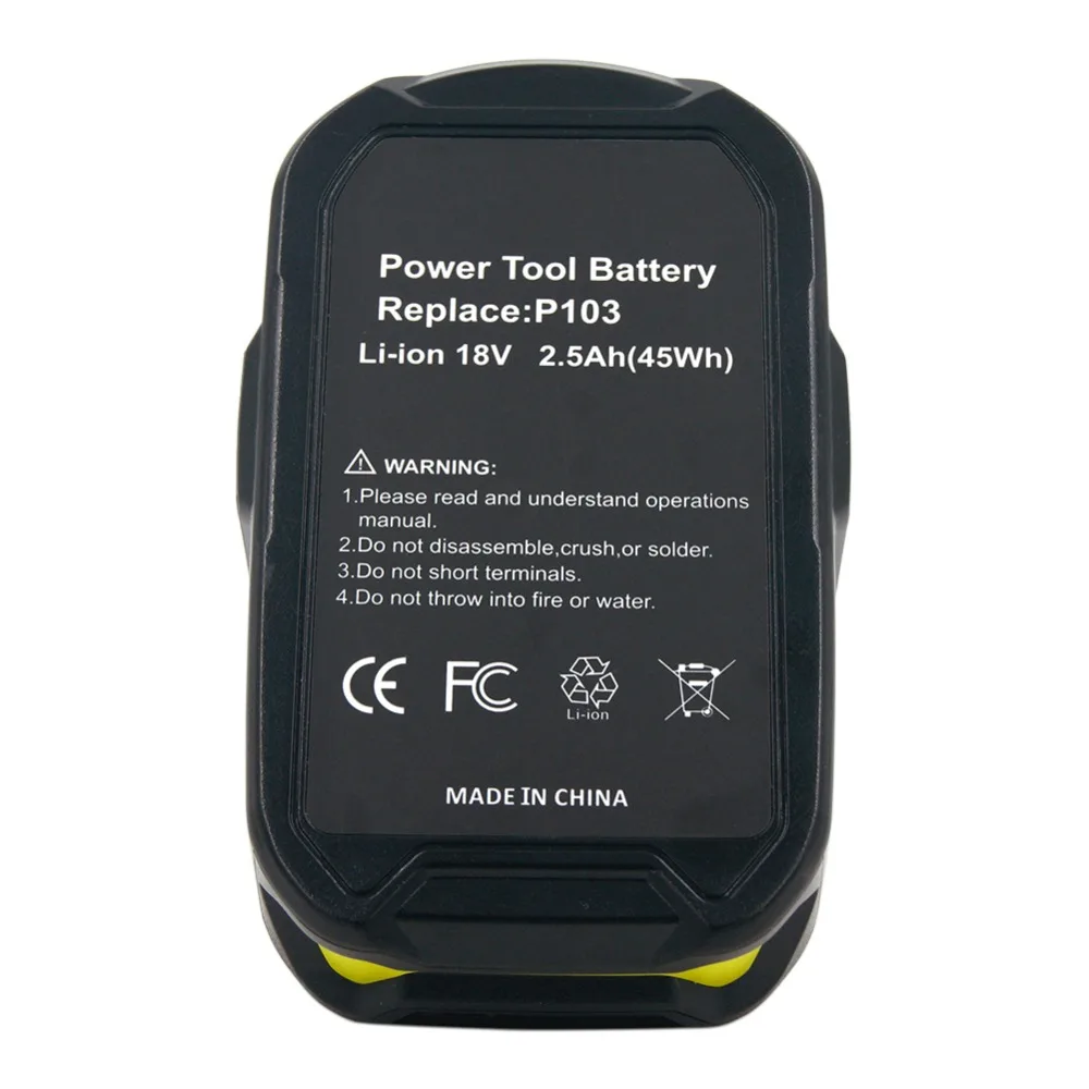 Cordless Drills Replacement 18V Battery 2500mAh Lithium for Ryobi Power Tools RB18L25 P102 P104 P105 P108 Rechargeable Battery
Cordless Drills Replacement 18V Battery 2500mAh Lithium for Ryobi Power Tools RB18L25 P102 P104 P105 P108 Rechargeable Battery