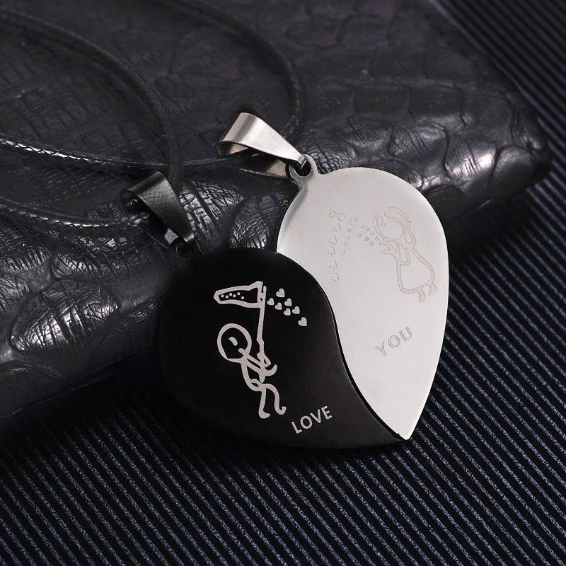 Couples Jewelry Broken Heart Necklaces Black Couple Necklace Stainless Steel Engrave Love You Pendants Necklace Valentine's Day
Couples Jewelry Broken Heart Necklaces Black Couple Necklace Stainless Steel Engrave Love You Pendants Necklace Valentine's Day