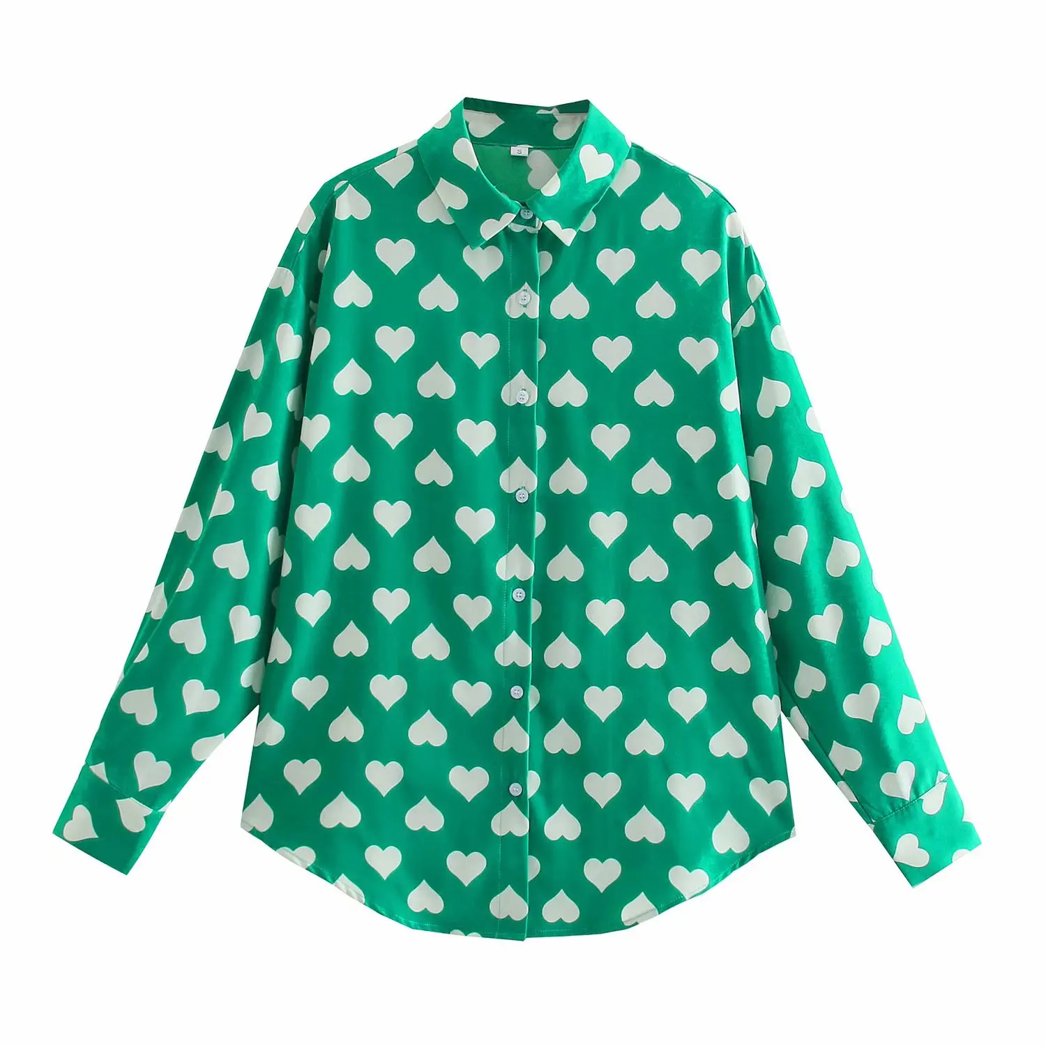 2021 Autumn Women Green Heart Print Shirt Blouse Long Sleeve Chic Female Office Lady Tops
2021 Autumn Women Green Heart Print Shirt Blouse Long Sleeve Chic Female Office Lady Tops