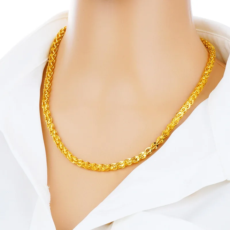 24k Gold Necklace for Women or Men Sand Gold Glossy Phoenix Tail Necklaces Elegant Charm Chain Wedding Fine Jewelry Necklaces
24k Gold Necklace for Women or Men Sand Gold Glossy Phoenix Tail Necklaces Elegant Charm Chain Wedding Fine Jewelry Necklaces