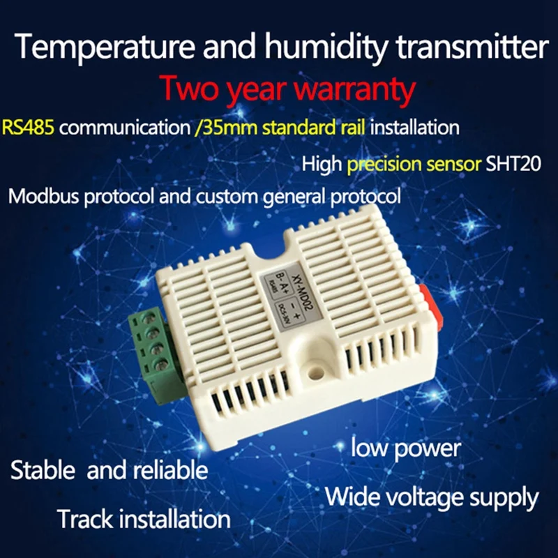 MD02 Temperature and Humidity Transmitter Industrial Sensor High-Precision Temperature and Humidity Monitoring SHT20
MD02 Temperature and Humidity Transmitter Industrial Sensor High-Precision Temperature and Humidity Monitoring SHT20