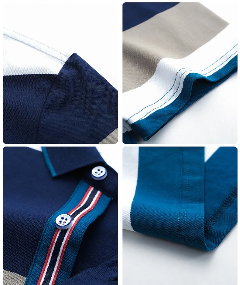 Summer Young Middle-Aged High-Quality Men's Short-Sleeved Striped Polo Shirt Casual Polo Shirt Loose Cotton Lapel T-shirt Tops 
Summer Young Middle-Aged High-Quality Men's Short-Sleeved Striped Polo Shirt Casual Polo Shirt Loose Cotton Lapel T-shirt Tops