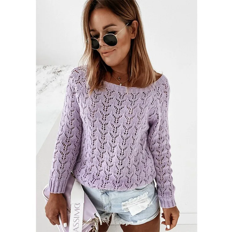 Spring And Autumn Women's Knit Sweater Tops Fashion Round Neck Hollow Pure Color Woman's Long Sleeve Knitted Sweater Tops 2021
Spring And Autumn Women's Knit Sweater Tops Fashion Round Neck Hollow Pure Color Woman's Long Sleeve Knitted Sweater Tops 2021
