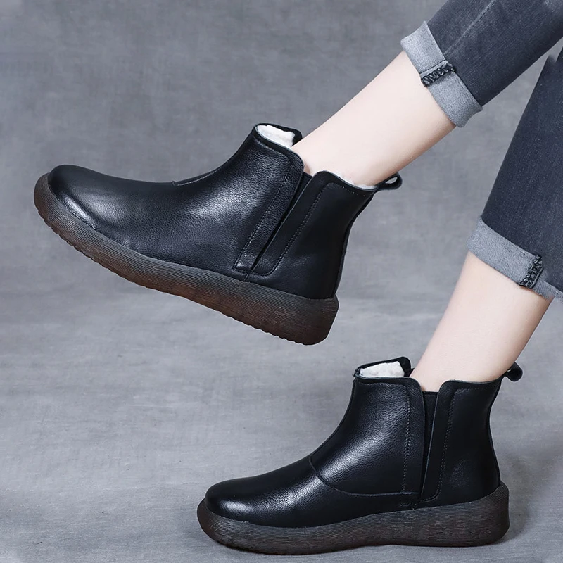 Tilocow Winter Women Ankle Boots Ladies Genuine Leather Wedges Shoes Woman Platform Retro Chelsea Boots Female Wool Snow Boots
Tilocow Winter Women Ankle Boots Ladies Genuine Leather Wedges Shoes Woman Platform Retro Chelsea Boots Female Wool Snow Boots