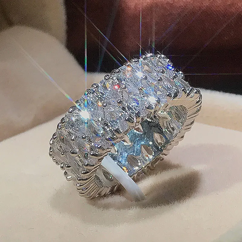 

Unique Design Ring Paved Australian Zircon Fashion Women Ring Jewelry Double Row Drop-shaped Zircon Ring Engagement Ring