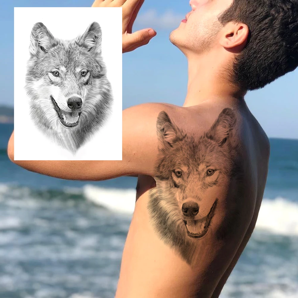 3D Black Wolf Temporary Tattoos For Men Boys Realistic Fake Washable DIY Lion Tiger Tatoos Paste Tatoos Creative Party Supplies 
3D Black Wolf Temporary Tattoos For Men Boys Realistic Fake Washable DIY Lion Tiger Tatoos Paste Tatoos Creative Party Supplies