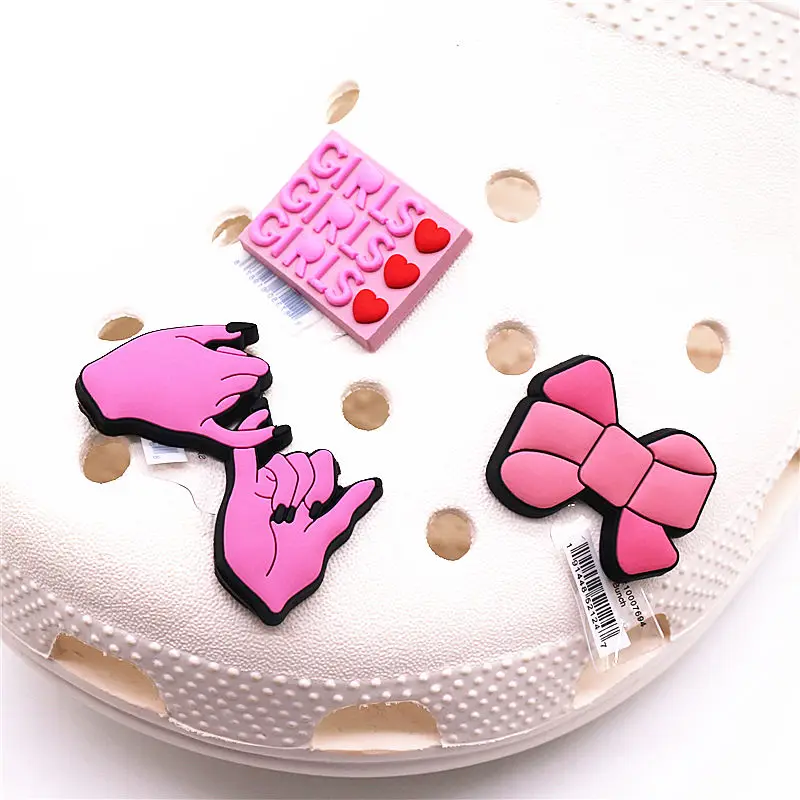 Drop Shipping Heart Girls Shoe Charms Accessories Pink Bow Pull Hook PVC Shoe Buckle Decoration Fit Croc Jibz Party Kids Gifts
Drop Shipping Heart Girls Shoe Charms Accessories Pink Bow Pull Hook PVC Shoe Buckle Decoration Fit Croc Jibz Party Kids Gifts