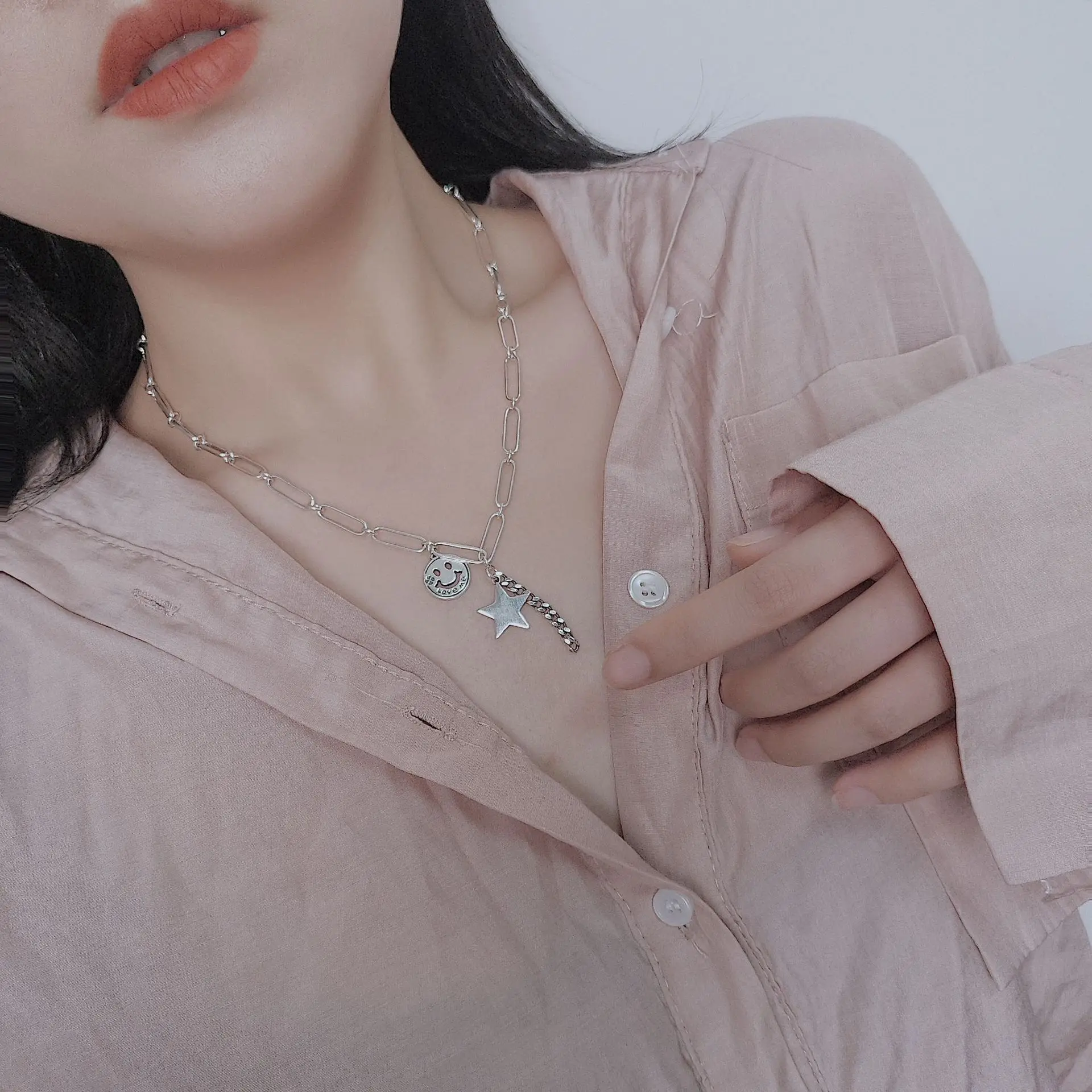 New 925 Sterling Silver Trendy Lucky Star Smile Face Ladies Pendant Necklace Jewelry Women New Year Gift Drop Shipping Chain
New 925 Sterling Silver Trendy Lucky Star Smile Face Ladies Pendant Necklace Jewelry Women New Year Gift Drop Shipping Chain