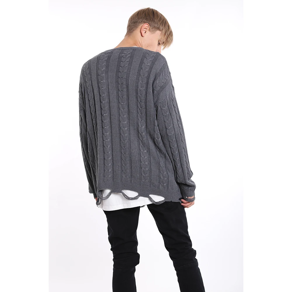 Solid Color Knitting Sweater Loose Casual Pullover Sweater Men Women Hip Hop Hole Pullovers Ripped Sweaters for Men
Solid Color Knitting Sweater Loose Casual Pullover Sweater Men Women Hip Hop Hole Pullovers Ripped Sweaters for Men